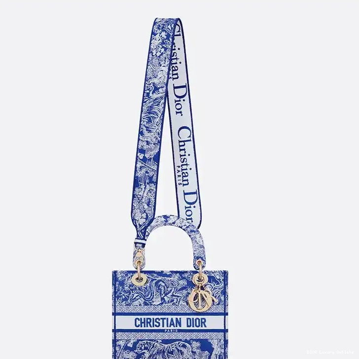 Cheap Toile Bag Bright Canvas Blue Medium D-lite Jouy de Motif Lady 0612 Luxury